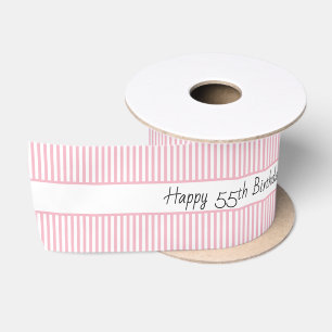 Ruban En Satin Pâle - joyeux anniversaire de rayure motif de
