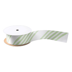 Ruban En Satin Pale vert et blanc cinq bandes motif