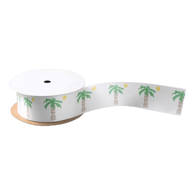 Ruban En Satin Palm Tree and Beach Sun Fun Island Cartoon (Bobine)