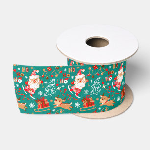 Ruban En Satin Papier cadeau festif Noël Santa et Renne