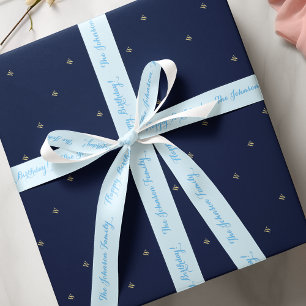 Ruban En Satin Papier Cadeau Personnalisé Élégant Bleu Cadeau de 