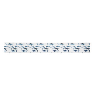 Ruban En Satin Papier de soie découpé thème côtier requin bleu