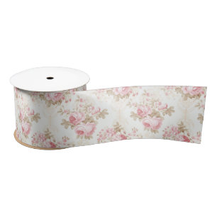 Ruban En Satin Papier d'emballage Coquette Floral Rose Vintage