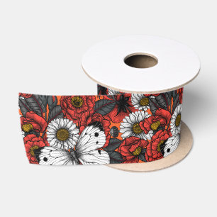 Ruban En Satin Papillon blanc et rose