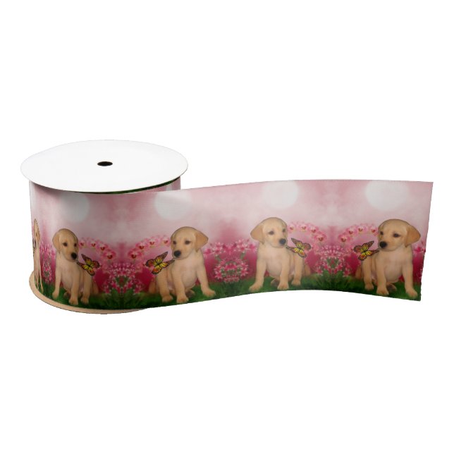 Ruban En Satin Papillon de marionnette du Labrador Chien Art (Bobine)