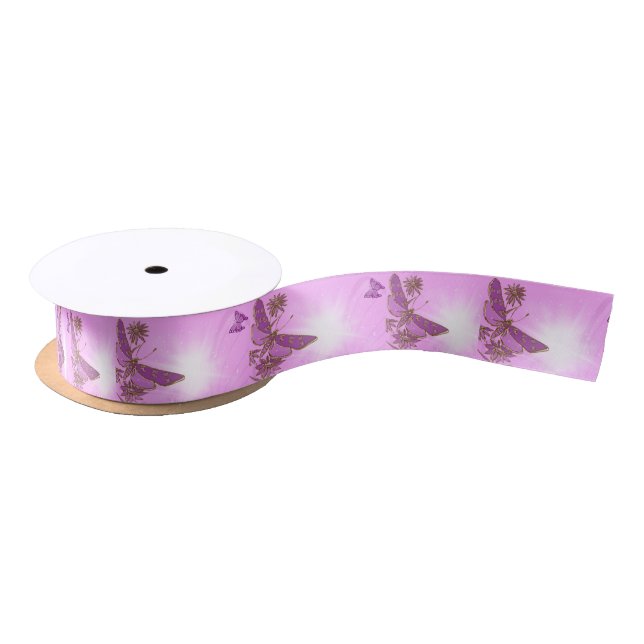 Ruban En Satin Papillon Rose Violet (Bobine)
