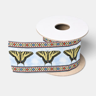 Ruban En Satin Papillon Swallowtail Jaune Sud-Ouest Ciel Bleu