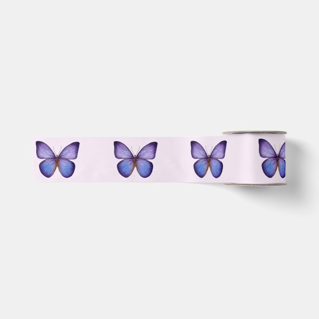 Ruban En Satin Papillon Violet Aquarelle Élégant (Devant)