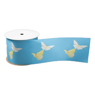 Ruban En Satin Papillons blancs et jaunes clairs Flying Blue