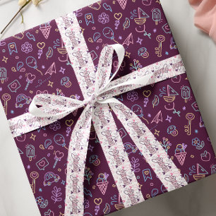 Ruban En Satin Papillons couleur pastel nom personnalisé