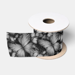 Ruban En Satin Papillons gris Imprimer