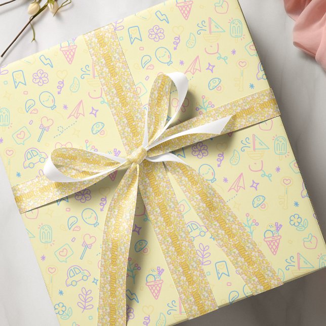 Ruban En Satin Papillons jaunes flottants nom personnalisé (Créateur téléchargé)