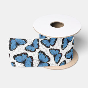 Ruban En Satin Papillons morpho bleu