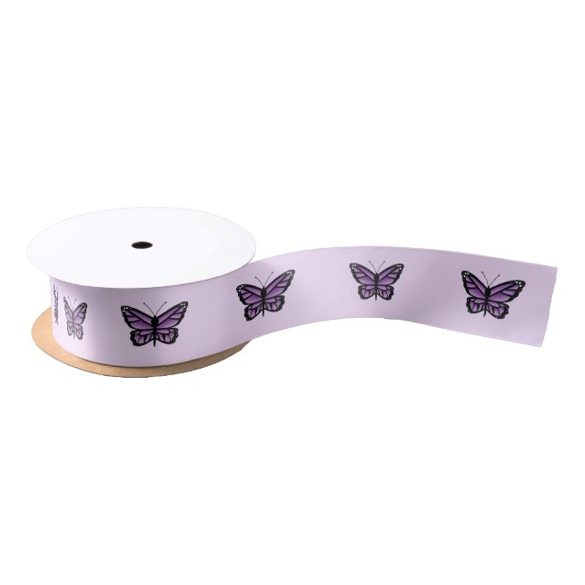 Ruban En Satin Papillons pourpres (Bobine)