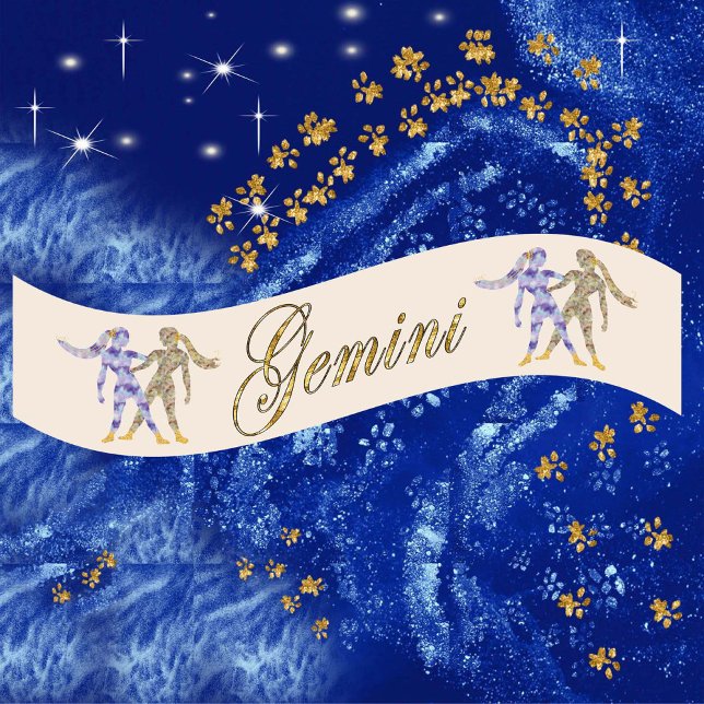 Ruban En Satin Parties scintillant d'or Gemini Zodiac cadeau d'an (Créateur téléchargé)