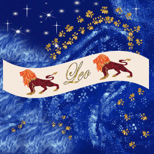 Ruban En Satin Parties scintillant d'or Leo Zodiac cadeau d'anniv