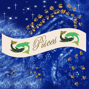 Ruban En Satin Parties scintillant d'or Poissons Zodiac Cadeau d'