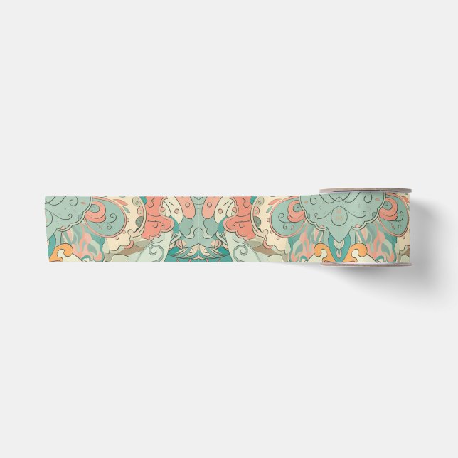 Ruban En Satin Pastel Abstrait Paisley Motif (Devant)