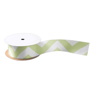 Ruban En Satin Pastel Green & White Chevron Mariage Anniversaire