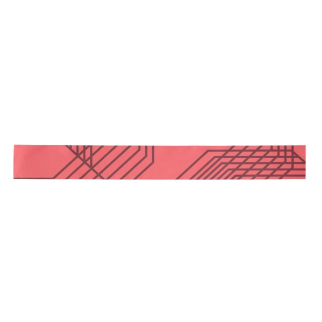 Ruban En Satin Pastel Rouge, simple, moderne, design géométrique (Devant)