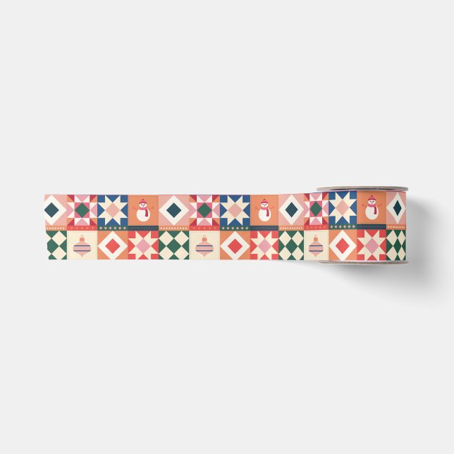 Ruban En Satin Patchwork Noël Multicolore (Devant)
