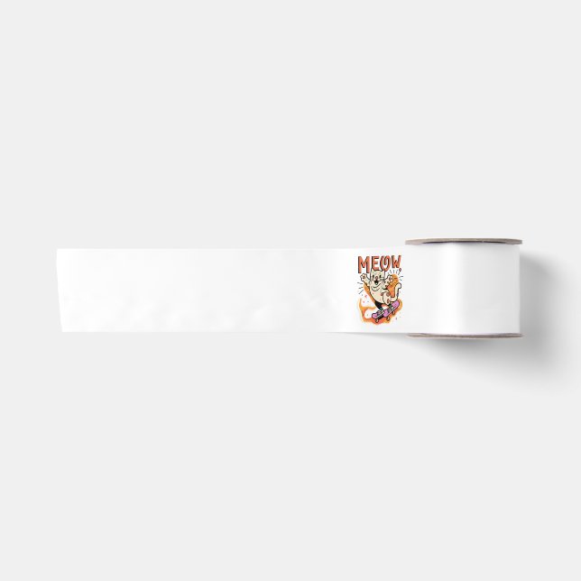 Ruban En Satin Patinage de chat Miaou (Devant)