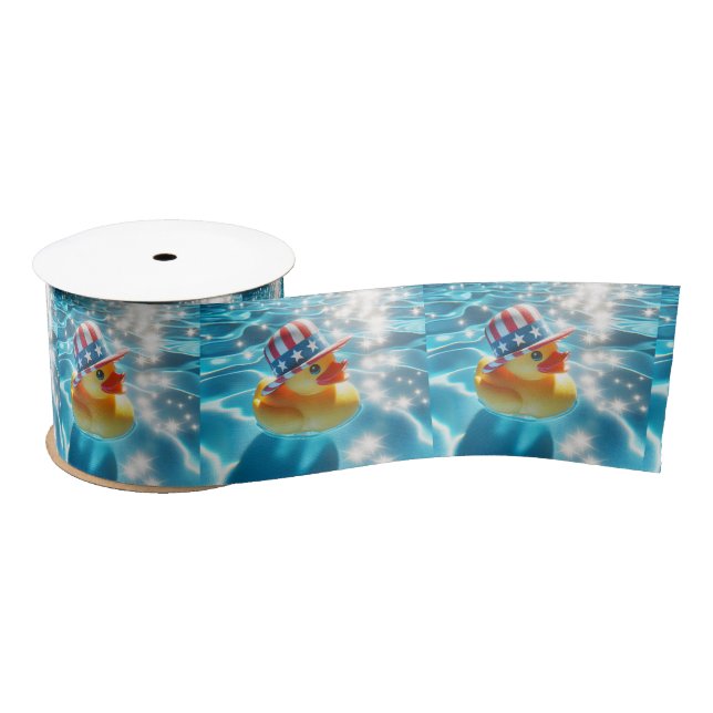 Ruban En Satin Patriotic Rubber Duck In Pool (Bobine)