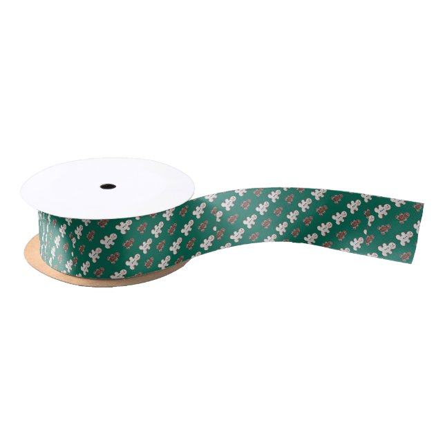 Ruban En Satin Pattern of white and brown gingerbread men (Bobine)