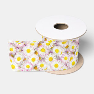 Ruban En Satin Patters Pink Purple Daisy Flower