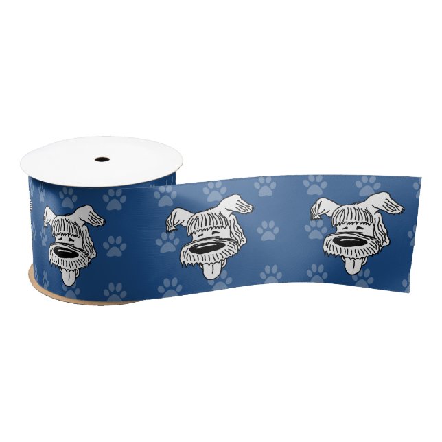 Ruban En Satin Pawprints bleus de chien de berger de bande (Bobine)