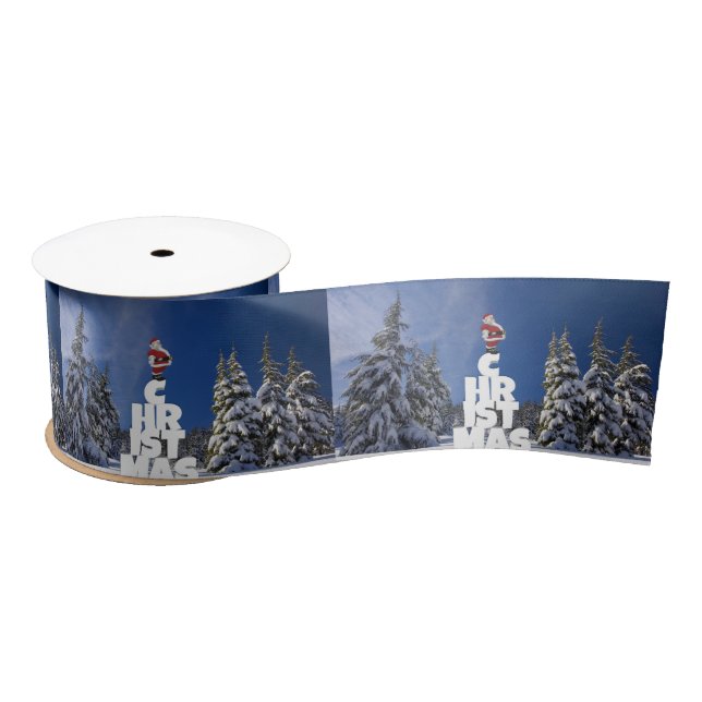 Ruban En Satin Paysage d'hiver de Noël (Bobine)