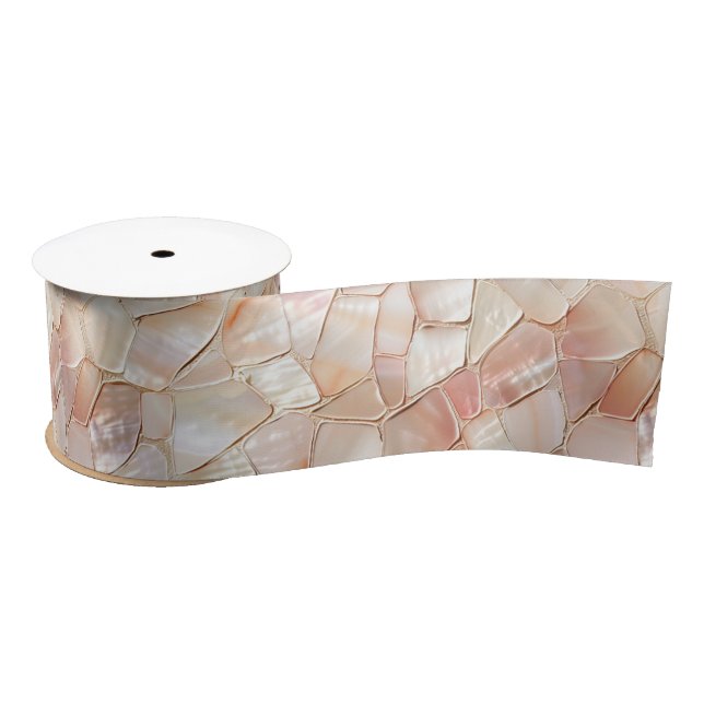 Ruban En Satin Peach-Toned Mother of Pearl Mosaic (Bobine)