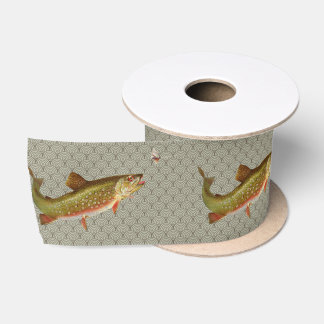 Ruban En Satin Pêche vintage à la truite arc-en-ciel