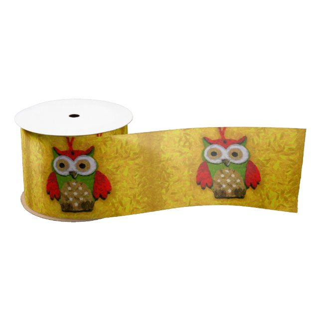 Ruban En Satin Peinture de hibou (Bobine)