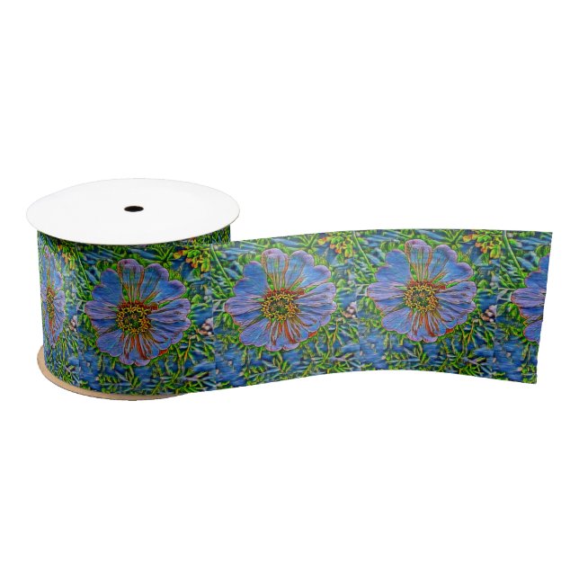 Ruban En Satin Peinture pourpre de fleur (Bobine)
