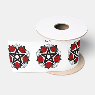 Ruban En Satin Pentagramme aux roses rouges