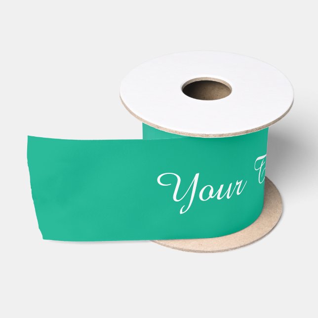 Ruban En Satin Pentes STRIPES - vert océan + votre texte (Bobine)