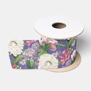 Ruban En Satin Peonis & Lilacs Jardin d'aquarelle Motif