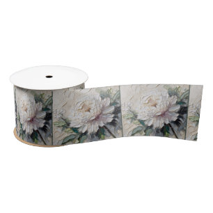 Ruban En Satin Peony blanc Impasto Art