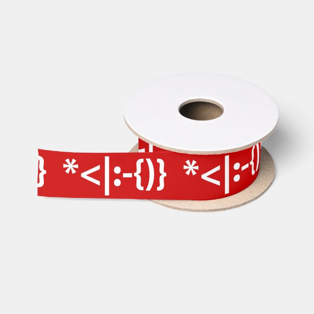 Ruban En Satin Père Noël avec Barbe Émoticône de Noël (Bobine)
