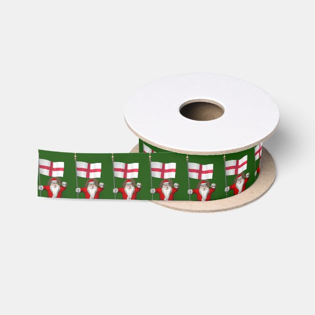 Ruban En Satin Père Noël Avec Drapeau D'Angleterre (Bobine)