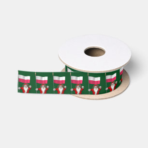 Ruban En Satin Père Noël Avec Drapeau De Pologne