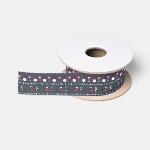 Ruban En Satin Père Noël Klaus, cadeaux et bas de Noël