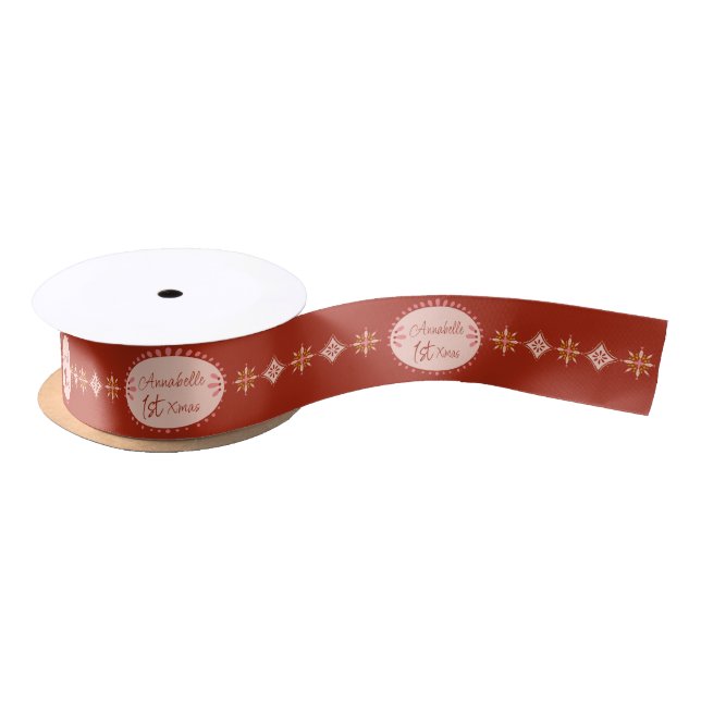 Ruban En Satin Personalises  Christmas Luxury Pattern  (Bobine)