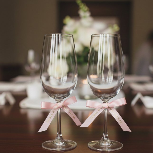 Ruban En Satin Personalized Blush Pink Ribbon with Gold Name Text (Créateur téléchargé)