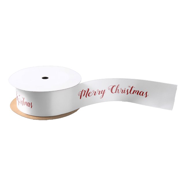 Ruban En Satin Personalized Red White Merry Christmas Script  (Bobine)