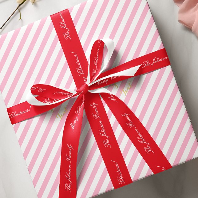 Ruban En Satin Personnalisé Elégant Joyeux Noël Nom Red Gift (Personalized Elegant Merry Christmas Name Red Gift Satin Ribbon)