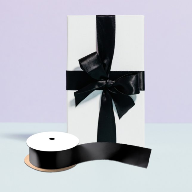 Ruban En Satin Personnaliser simple Noir couleur solide (Créateur téléchargé)