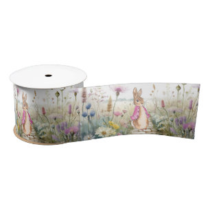 Ruban En Satin Peter lapin Flopsy dans le jardin fleur sauvage
