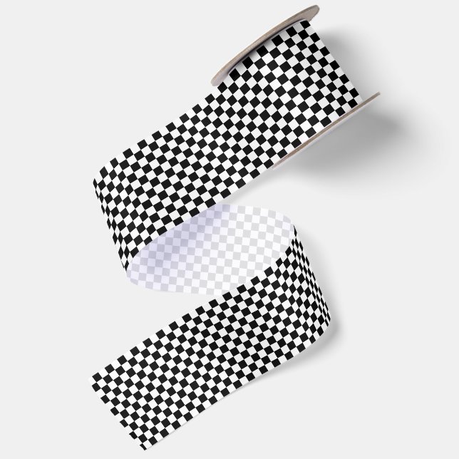 Ruban En Satin Petit carreaux noir et blanc (Dos)